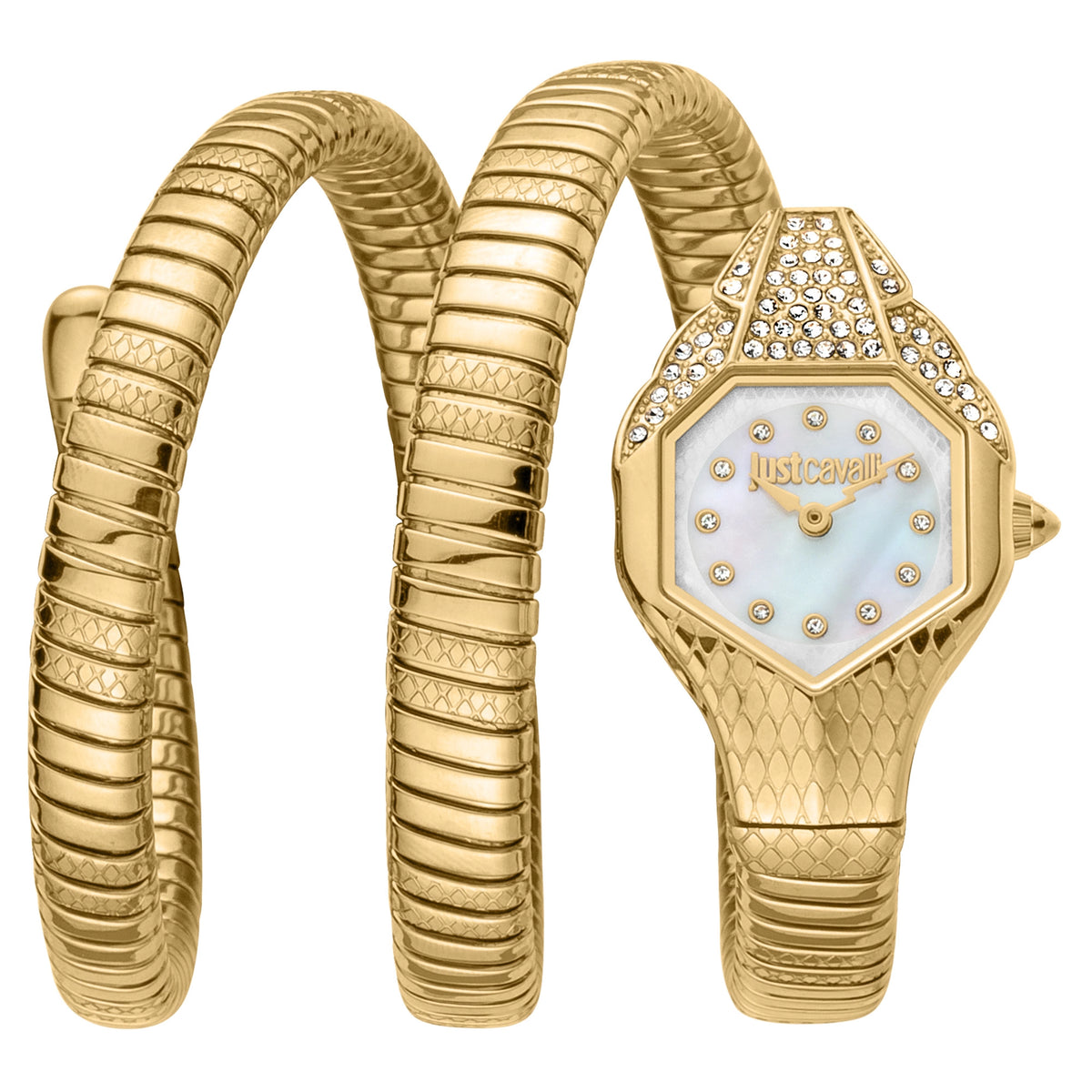 Just Cavalli Just Cavalli Signature Snake Glam Evo 7 Doppio Yellow Gold MOP