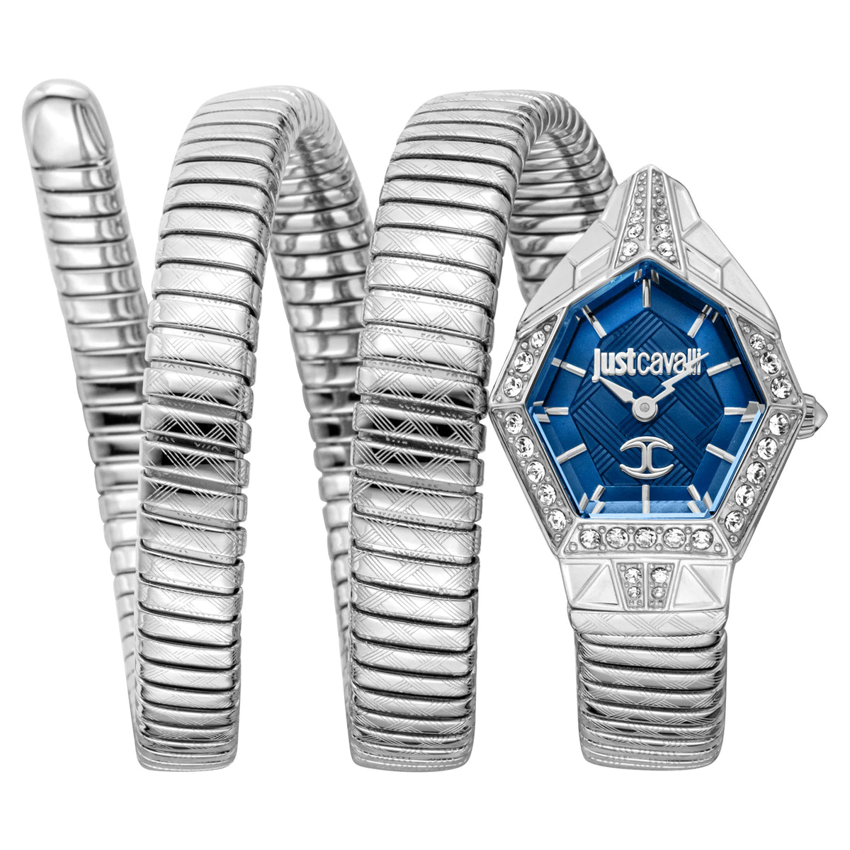 Just Cavalli Just Cavalli Signature Snake Mesmerizing Silver Blue