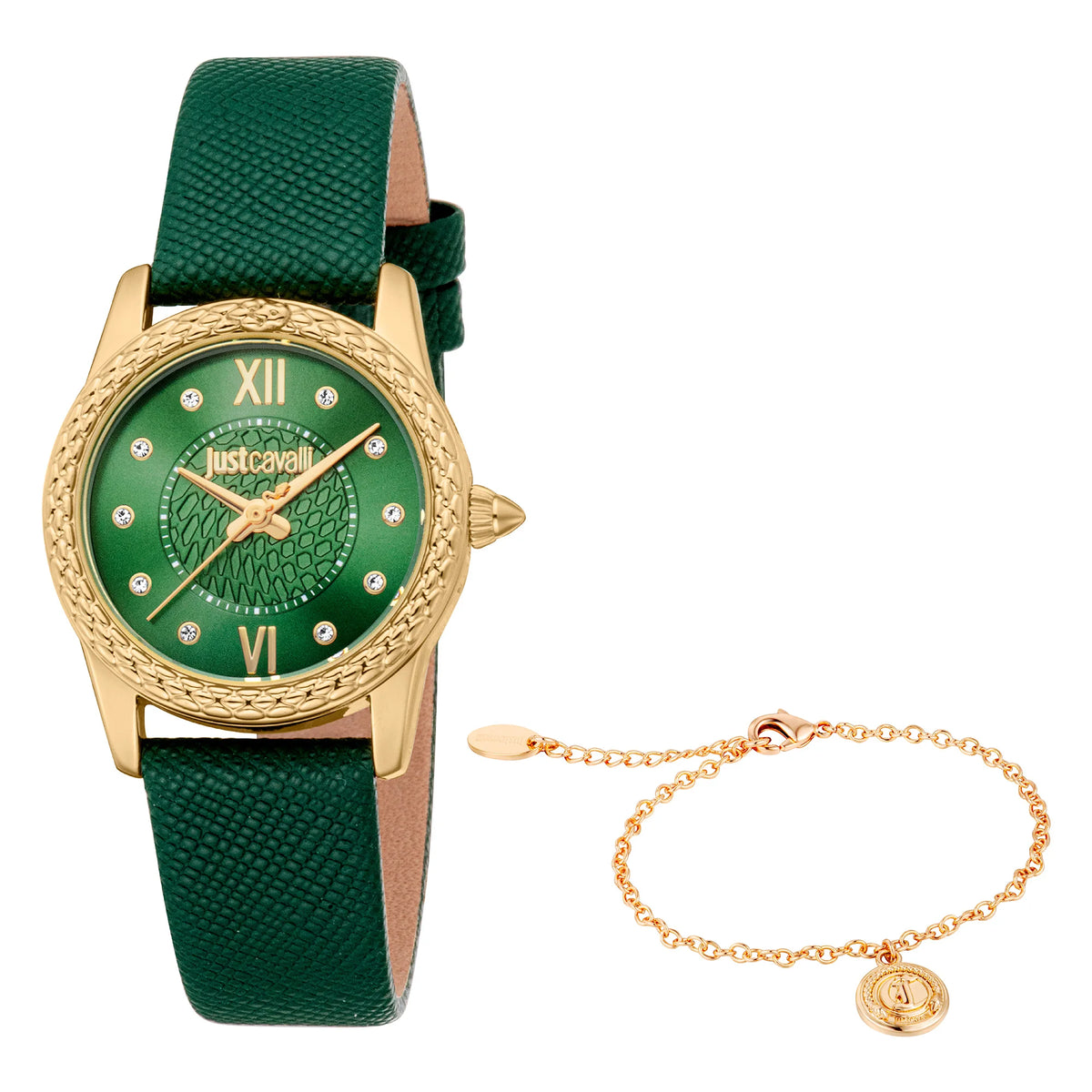 Just Cavalli Just Cavalli SET Sublime Animalier Leather Green Yellow Gold