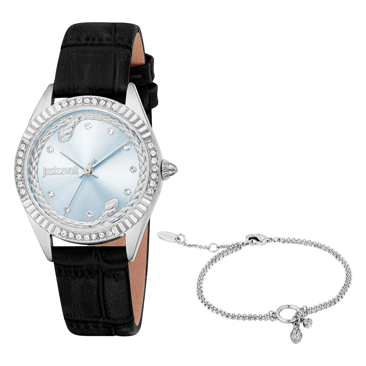 Just Cavalli Just Cavalli SET Vittoria Glam Leather Black Light Blue