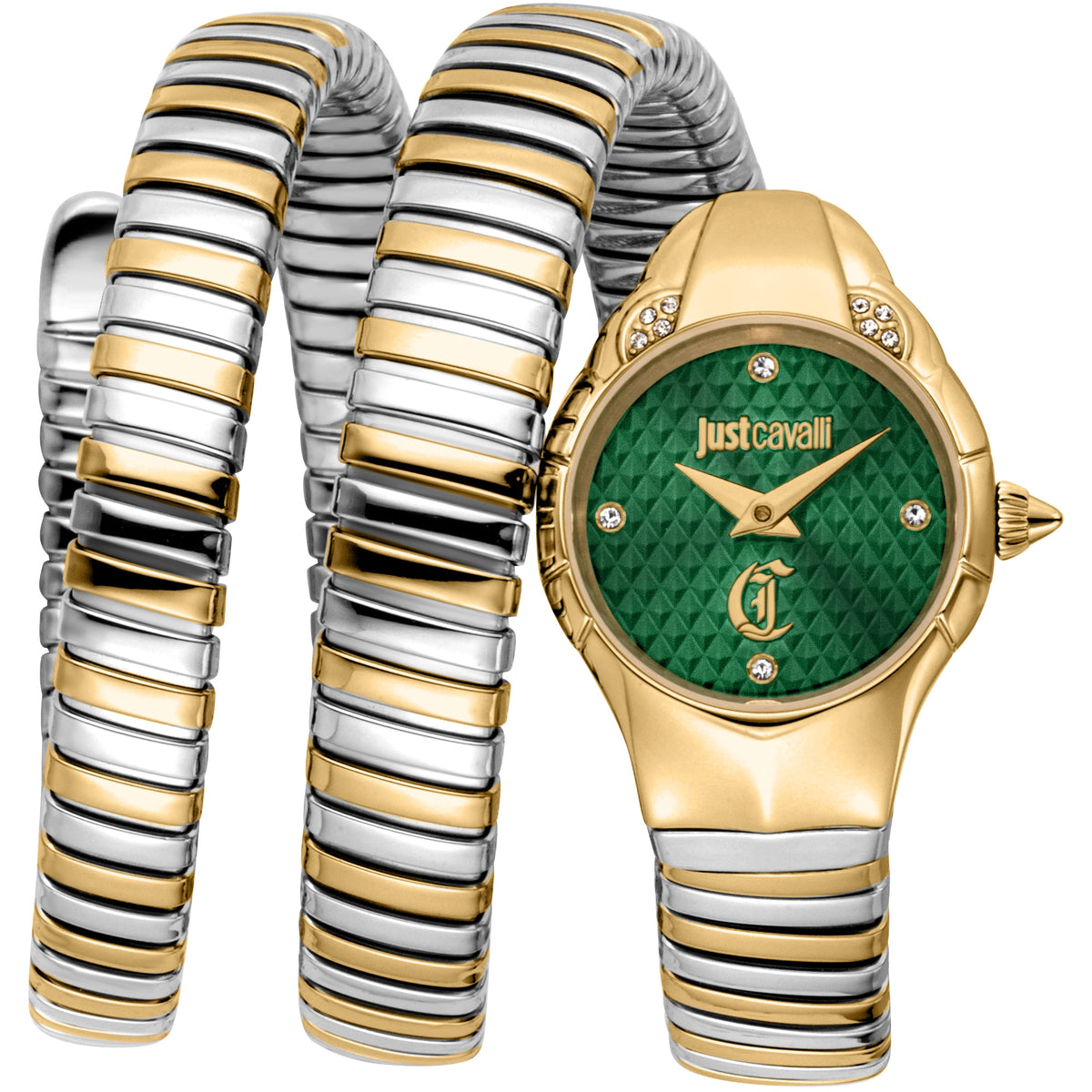 Just Cavalli Just Cavalli Signature Snake Amanta Yellow Gold Silver Green