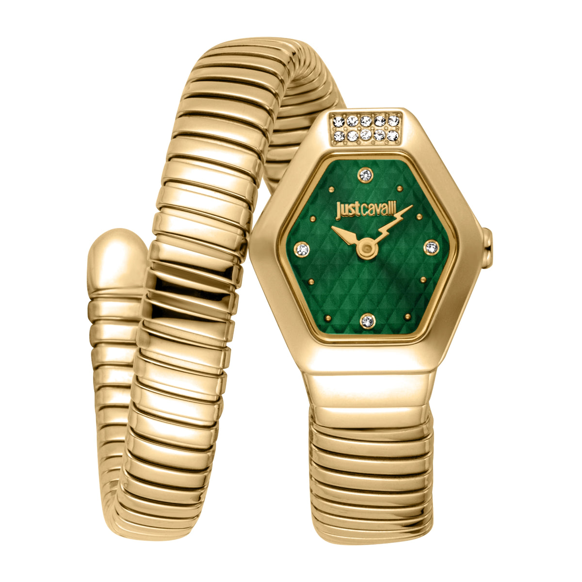 Just Cavalli Just Cavalli Signature Snake Splora Yellow Gold Green