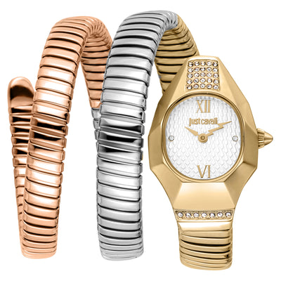 Just Cavalli Signature Snake Lunara Argento Oro Rosa