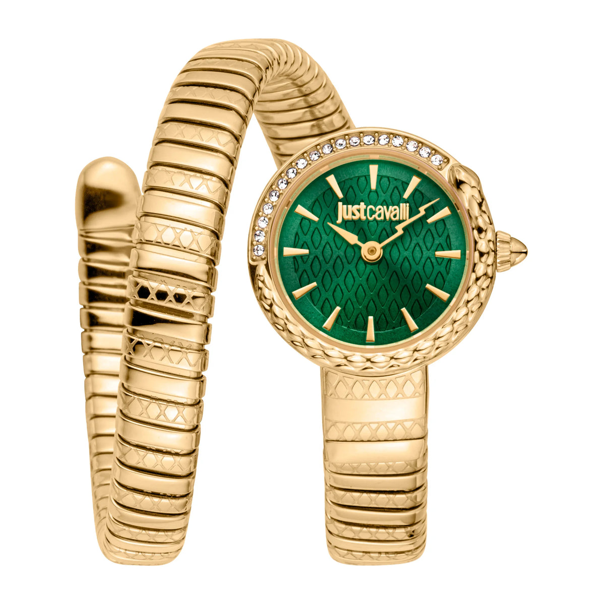 Just Cavalli Just Cavalli Signature Snake Cerchio Snake Yellow Gold Bottle Green