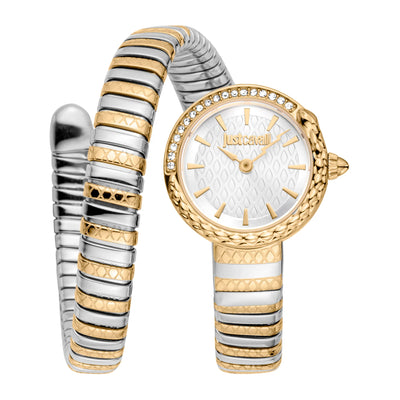 Just Cavalli Signature Snake Cerchio Snake Due Toni YG Argento Grigio