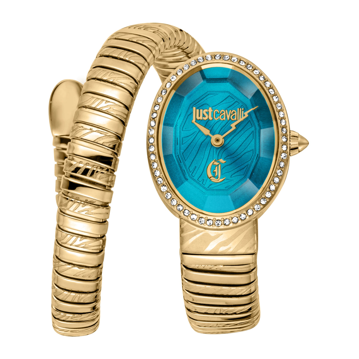 Just Cavalli Just Cavalli Signature Snake Velina Yellow Gold Turquoise