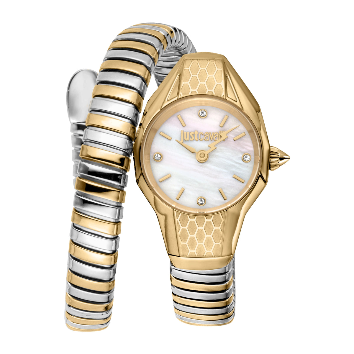 Just Cavalli Just Cavalli Signature Snake Vivace Silver Yellow Gold Antique white