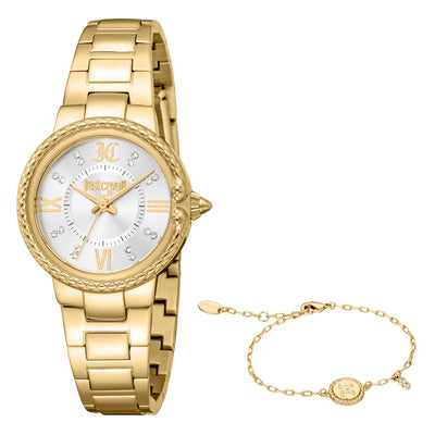 Just Cavalli SET Primavera Serpente Giallo Oro Argento