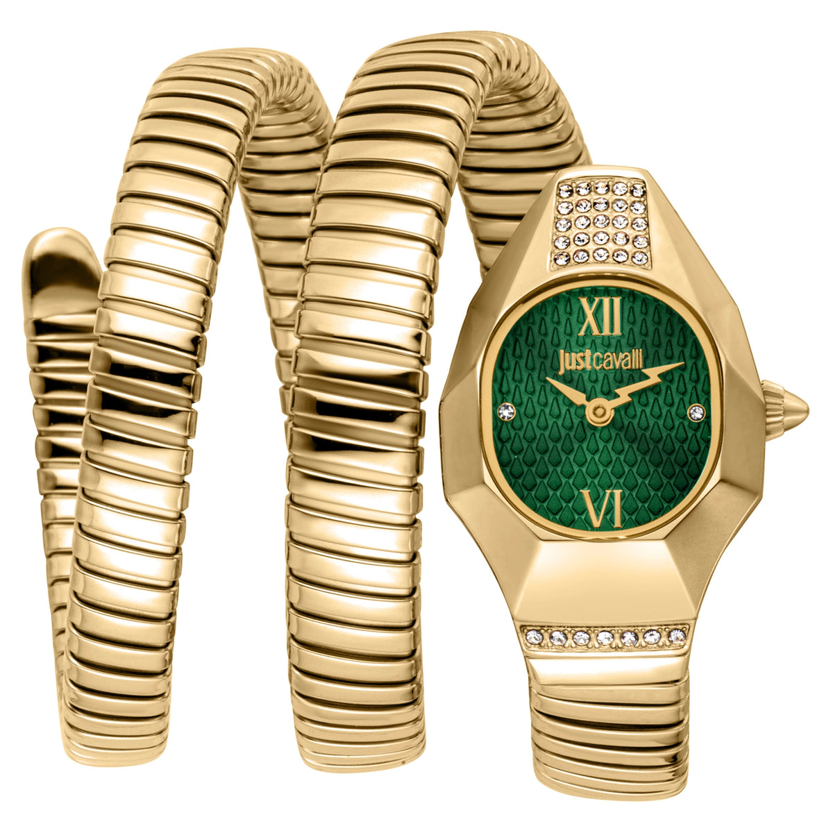 Just Cavalli Just Cavalli Signature Snake Lunara Yellow Gold Green